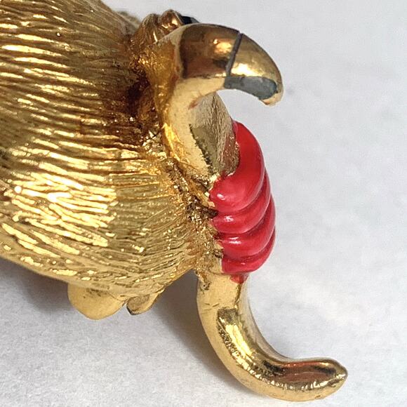 VTG 1960s Gold Tone Enamel Bull Brooch Mid Century Figural Whimsical Collectible - Picture 6 of 13